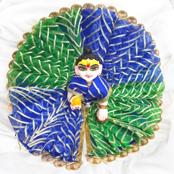 Beautiful Peacock color Poshak with Pagdi for God Idols - Image 2
