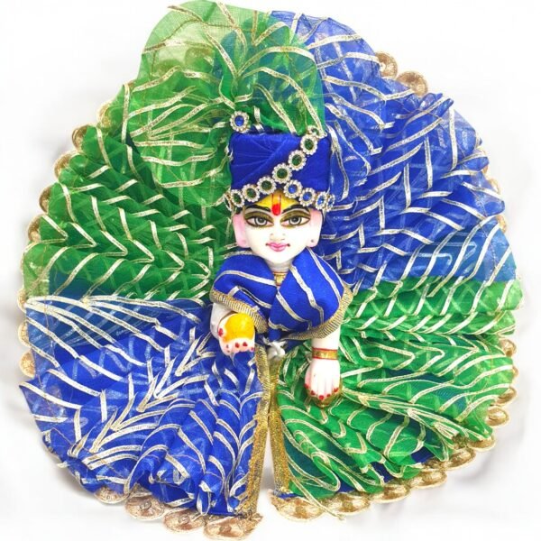 Beautiful Peacock color Poshak with Pagdi for God Idols