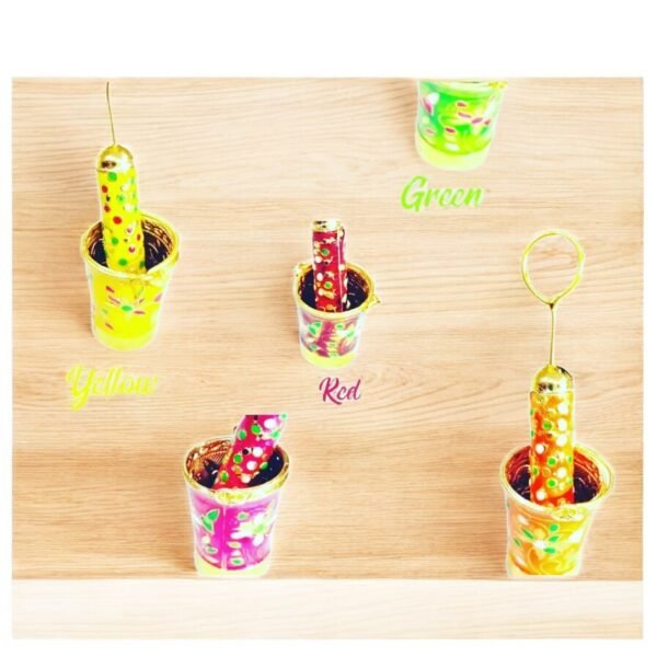 Premium Quality Metal Meenakari Holi Festival Balti Pichkari Toy Set for Laddu Gopal Ji - Image 3