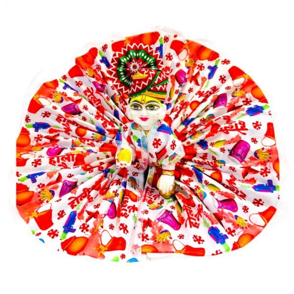 Holi Printed Cotton Poshak with Pagdi for God Idols