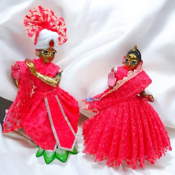 Chikankari Net  poshak with Pagdi for Radha Krishna