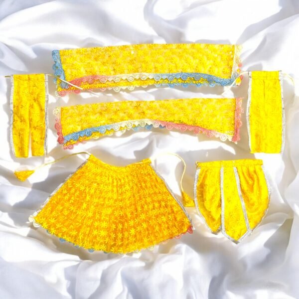 Chikankari Net  poshak with Pagdi for Radha Krishna - Image 2