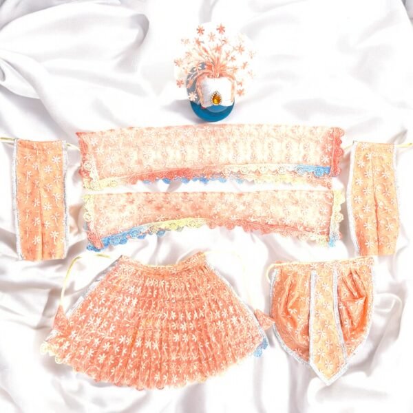 Chikankari Net  poshak with Pagdi for Radha Krishna - Image 5
