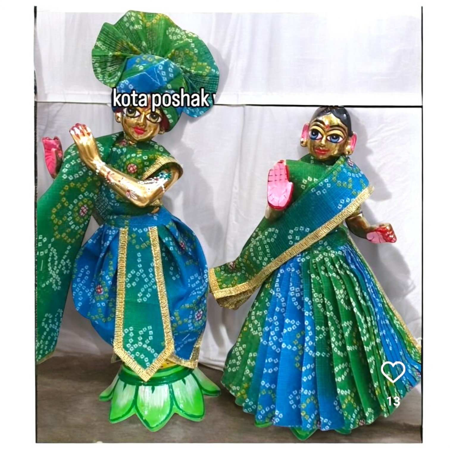 Kota Double Bandhani RK Poshak with Pagdi for God Idols