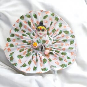 Radhe Print  White Cotton Poshak for God Idols