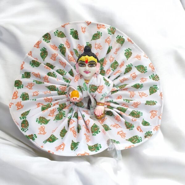 Radhe Print  White Cotton Poshak for God Idols