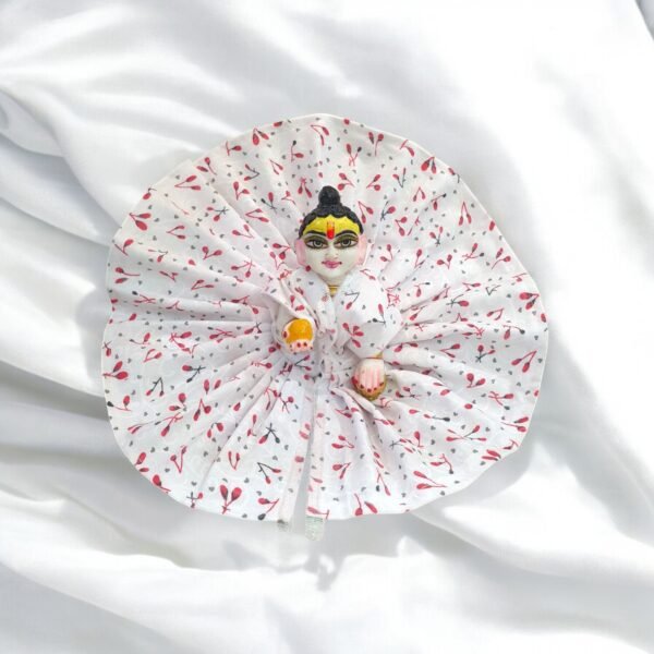 Cotton White Print Poshak for God Idols