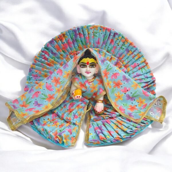 Double Frill Cotton Chikankari Poshak with Dupatta for God Idols