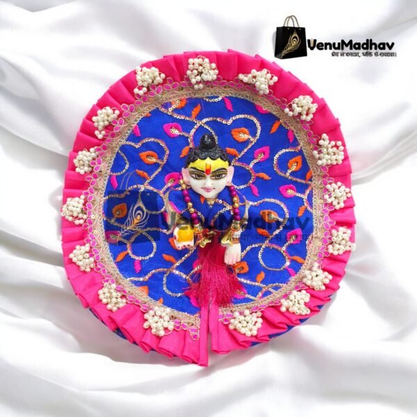 Blue-Pink Designer Frill Poshak with Pagdi for God Idols - Image 2
