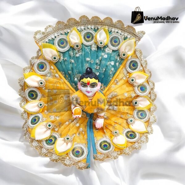 Premium Quality Shimmer Fabric with Back side lehnga Designer Poshak with Dupatta for God Idols - Image 2