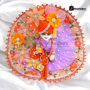 Beautiful Lavender Orange Flower Theme Poshak with Pagdi for God Idols