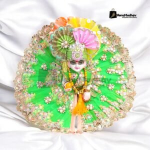 Neon Green Premium Fabric Poshak with Pagdi for God Idols
