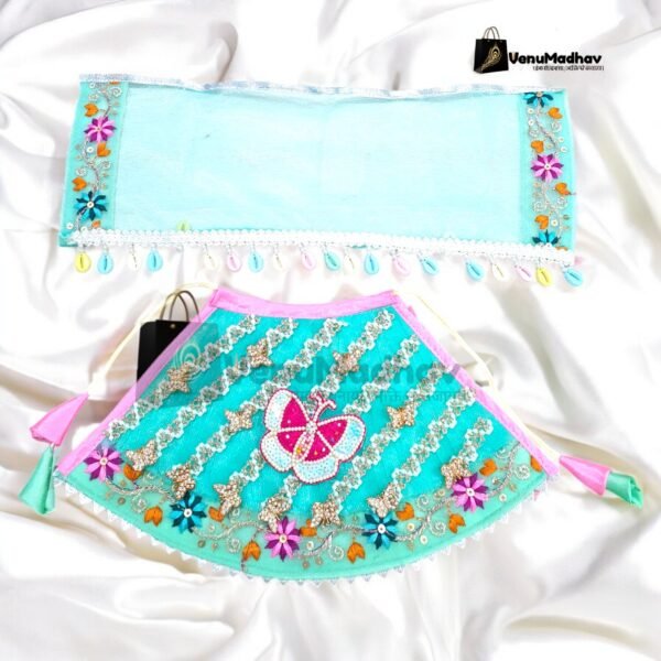 Aqua color Butterfly Designer Lehnga Patka