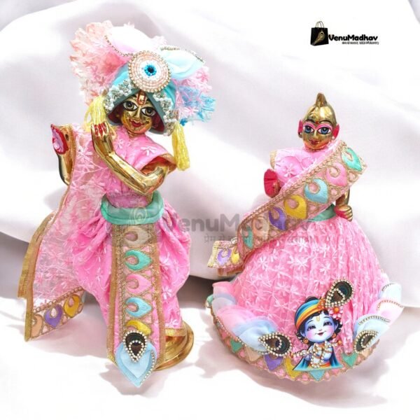 Gopala Theme Beautiful Soft Pink Designer Poshak with Pagdi & Dupatta for RK