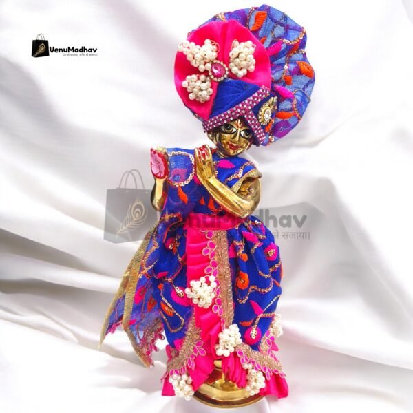 Blue-Pink Designer Frill Dhoti Patka for Krishna