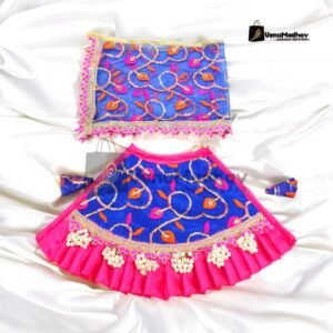 Blue-Pink Designer Frill Designer Lehnga Patka