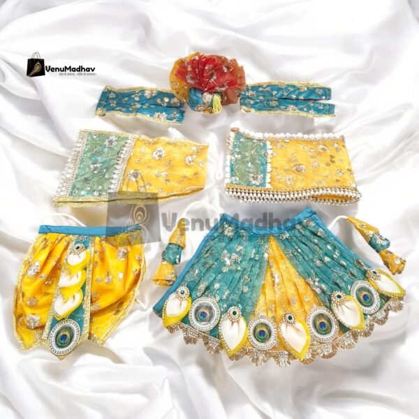 Premium Quality Shimmer Fabric Designer Poshak with Pagdi & Dupatta for RK - Image 2