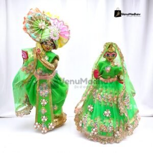 Neon Green Premium Fabric Poshak with Pagdi & Dupatta for RK