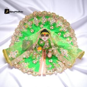 Neon Green Premium Fabric Poshak with Dupatta for God Idols