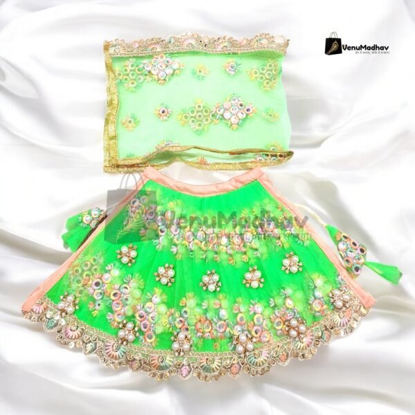 Neon Green Premium Fabric Designer Lehnga Patka