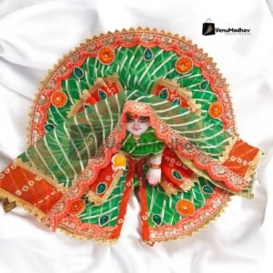Green-Orange two sided lehnga Designer Poshak with Dupatta for God Idols