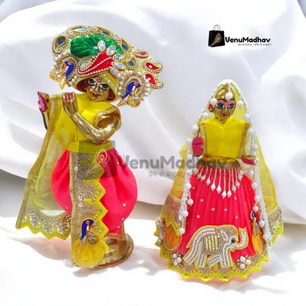 Elephant Theme Coral Red Premium Peacock Designer Poshak with Pagdi & Dupatta for RK