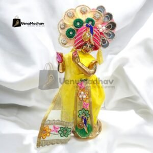 Heavy Designer Lemon Yellow Peacock Theme Dhoti Patka for Krishna