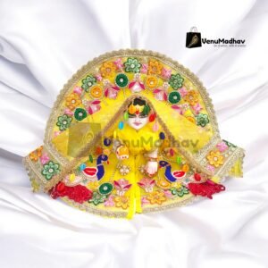 Heavy Designer Lemon Yellow Peacock Theme Poshak with Dupatta for God Idols