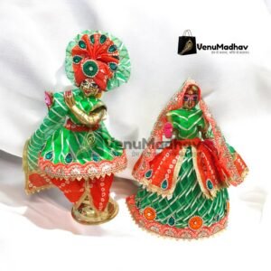 Green-Orange two sided lehnga Designer Poshak with Pagdi & Dupatta for RK