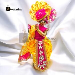 Premium Fabric Yellow-Rani Pink Theme Dhoti Patka for Krishna