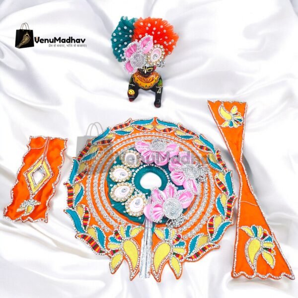 Handwork design - Orange Premium Poshak for God Idols - Image 2