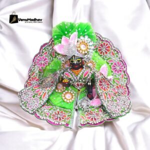 Handwork design - Green with pink Premium Poshak for God Idols