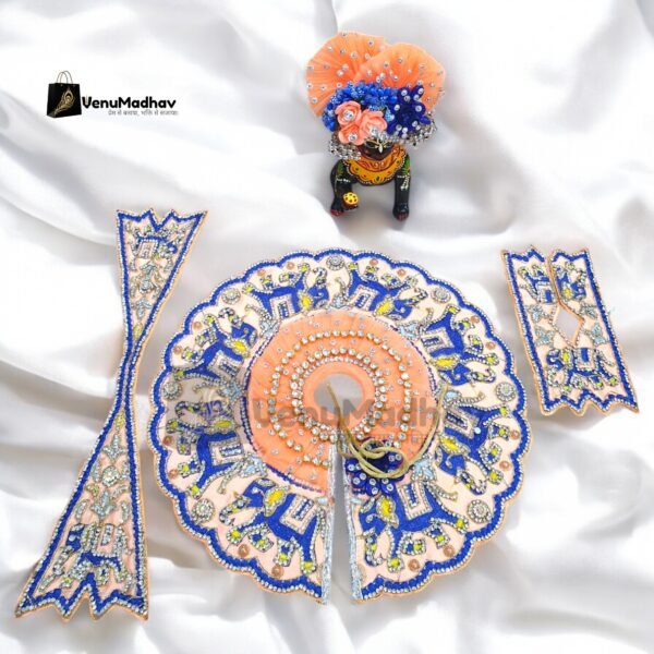Handwork design - Orange Elephant Theme Premium Poshak for God Idols - Image 2
