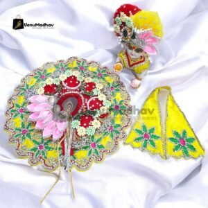 Handwork design - Yellow with red Premium Poshak for God Idols