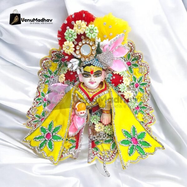 Handwork design - Yellow with red Premium Poshak for God Idols