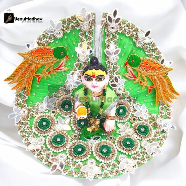 Parrot Theme in Parrot color Premium Designer Poshak with Pagdi for God Idols - Image 2