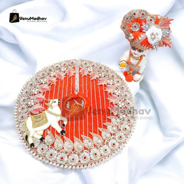 Cow Theme premium Zari designer poshak with pagdi for God Pagdi - Image 3