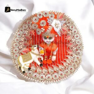 Cow Theme premium Zari designer poshak with pagdi for God Pagdi