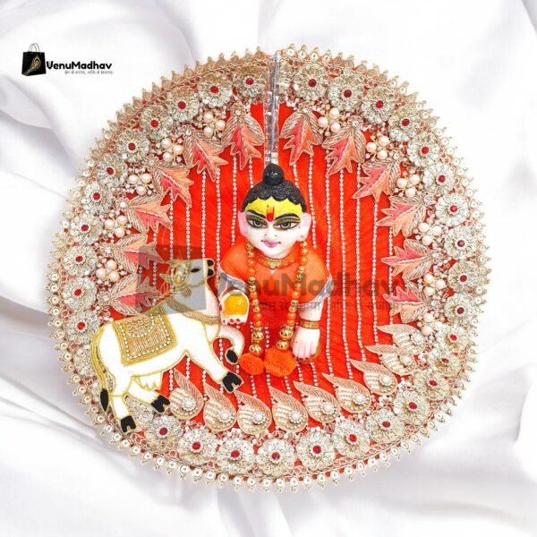 Cow Theme premium Zari designer poshak with pagdi for God Pagdi - Image 2