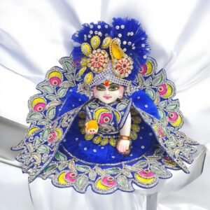 Handwork design - Blue with Yellow Premium Poshak for God Idols