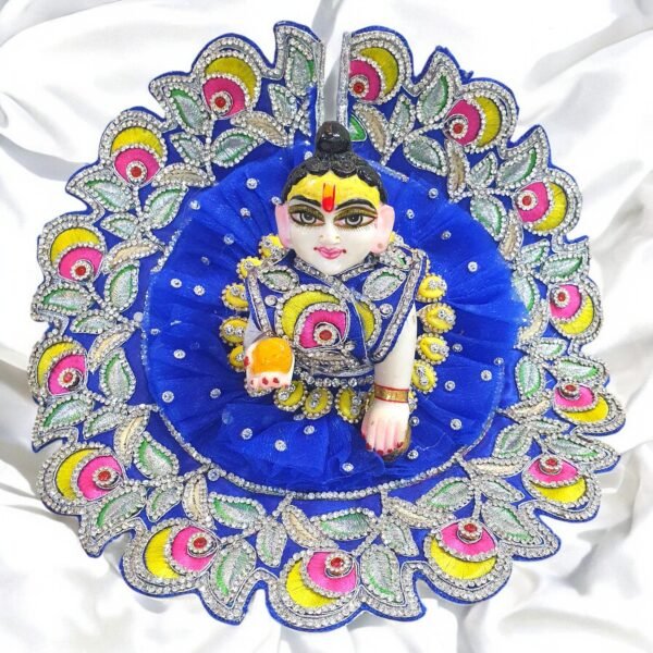 Handwork design - Blue with Yellow Premium Poshak for God Idols - Image 2