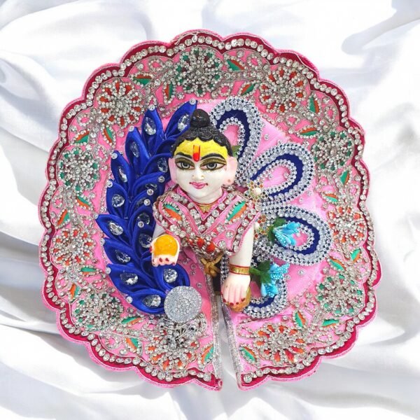 Handwork design - Pink with blue premium Poshak for God Idols - Image 3
