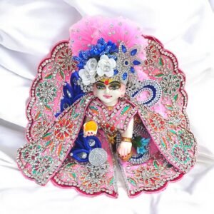 Handwork design - Pink with blue premium Poshak for God Idols