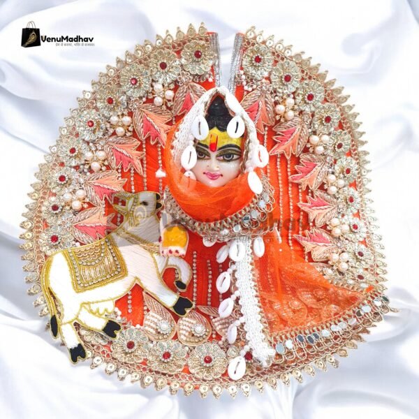 Cow Theme premium Zari designer poshak with dupatta for God Idol