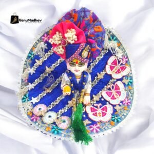 Blue color Butterfly Designer Poshak with Pagdi for God Idols