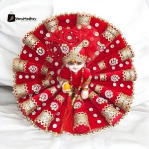 Red Velvet Premium Heavy designer poshak with pagdi for God Idols