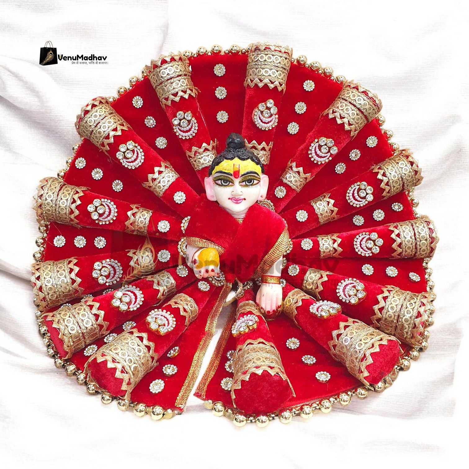 Red Velvet Premium Heavy designer poshak with pagdi for God Idols - Image 2