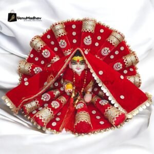 Red Velvet Premium Heavy designer poshak with dupatta for Radha Rani