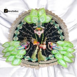 Green Velvet Premium Parrot Theme  Designer  Laddu Gopal Ji Poshak  With Pagdi