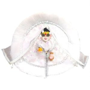 Pure White Thread Work Laddu Gopal ji Poshak with Dupatta for Bal Radha Rani